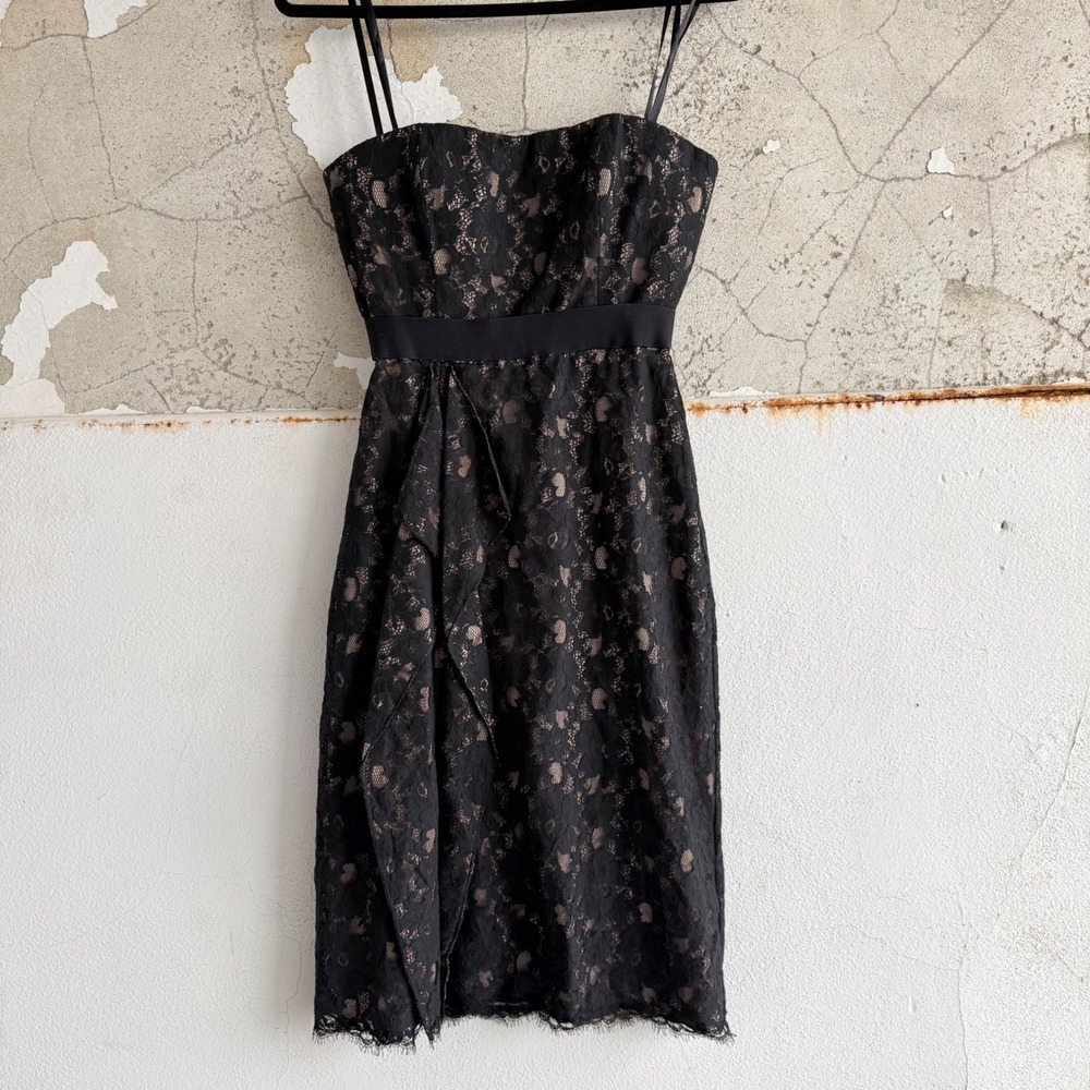 BCBG Max Azria Dress Strapless Black Floral‎ Lace Cocktail Party Womens 4 NWT